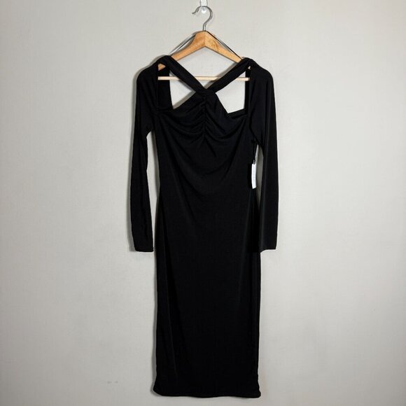 ASTR The Label Long Sleeve Cut Out Bodycon Midi Dress Women's Medium Black NWT - Picture 5 of 16